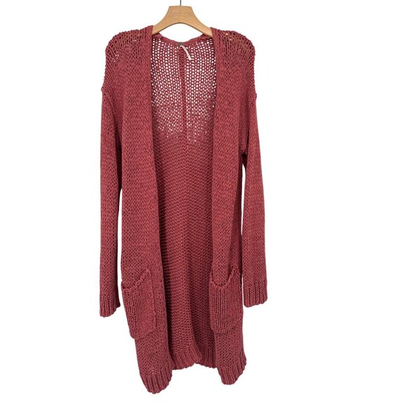 Free People Simply Sienna Cardigan Sweater Pockets Cotton Womens size large - Picture 2 of 7